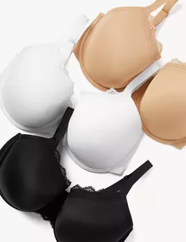 3 комплекта бюстгальтеров с полной чашкой на косточке F-H Marks & Spencer, черный микс