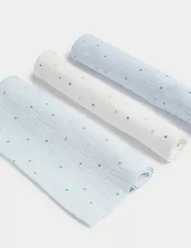 3 комплекта квадратов из муслина со звездами из чистого хлопка Marks & Spencer