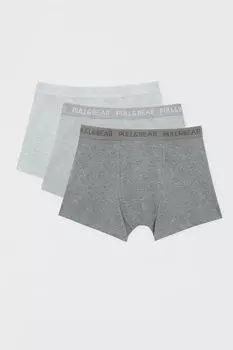 3 комплекта серых боксеров PULL&amp;BEAR