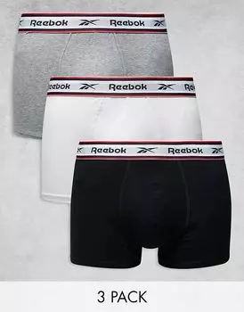 3 комплекта трусов-транков Barlow черного, серого и белого цвета Reebok