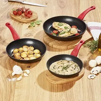 3 куска Набор сковород из алюминия с мягкой ручкой Индукционная сковорода диаметром 20, 24 и 28 см с антипригарным покрытием HAC24