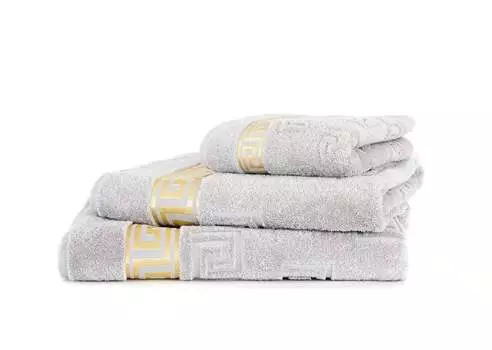 3 куска Роскошный комплект банных полотенец для сауны Medusa - серый антрацит - махровая ткань - золотистая кайма Arle-Living