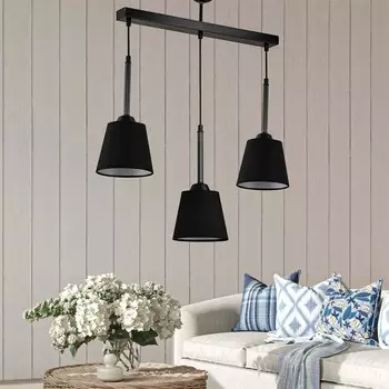 3-линейная люстра с тканевым изголовьем Safir Light - черный