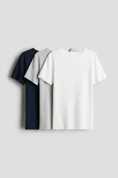 3 пачки хлопковых футболок H&M, серый