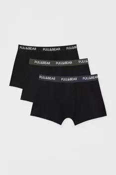 3 пары базовых боксеров с логотипом на поясе PULL&amp;BEAR