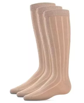 3 пары базовых хлопковых носков в рубчик для мальчиков MeMoi, коричневый/бежевый