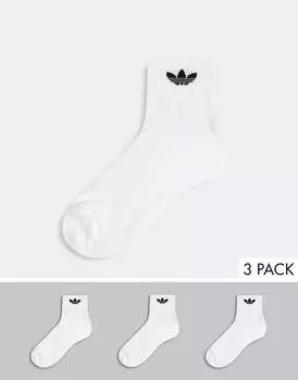 3 пары белых носков средней длины adidas Originals adicolor