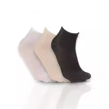 3 пары блестящих бесшовных высоких носков до щиколотки с металлизированным блеском Alse Studio, золото