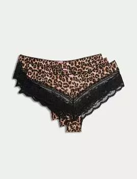 3 пары бразильских трусиков с кружевной отделкой Marks & Spencer, коричневый