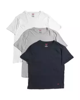 3 пары футболок для экипажа Levis, темно-синий