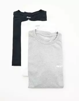 3 пары футболок с длинным рукавом Warriors черного цвета DKNY