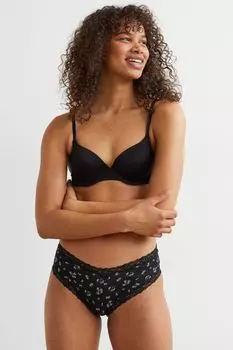 3 пары хипстерских трусов H&amp;M, черный/маленькие цветы