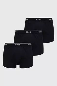 3 пары хлопковых боксеров Boss, черный
