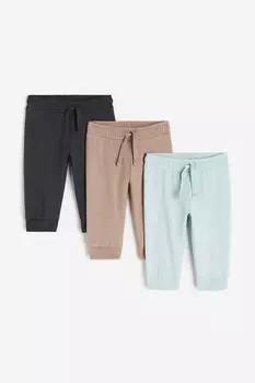 3 пары хлопковых джоггеров H&M, бирюзовый