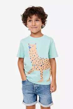 3 пары хлопковых футболок H&M, бирюзовый