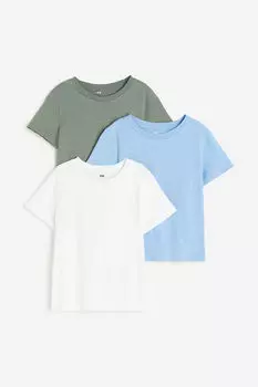 3 пары хлопковых футболок H&M, хаки