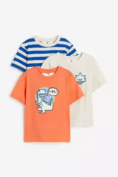 3 пары хлопковых футболок H&M, оранжевый