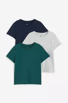 3 пары хлопковых футболок H&M, зеленый