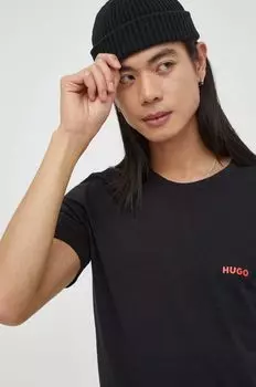 3 пары хлопковых футболок Hugo, черный