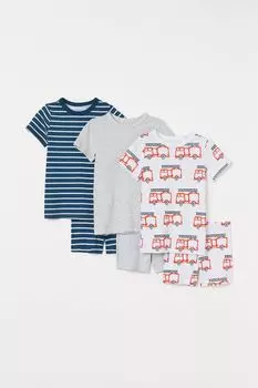 3 пары хлопковых пижам H&M Lions, кремовый