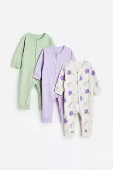 3 пары хлопковых пижам H&M, натуральный белый/цветы
