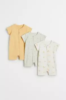 3 пары хлопковых пижам H&amp;M, желтый/лимоны
