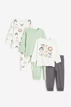 3 пары хлопковых пижам H&M, белый