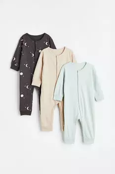 3 пары хлопковых пижам H&M, серый