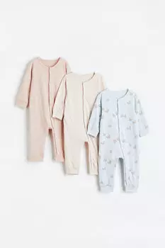 3 пары хлопковых пижам H&M, синий