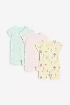 3 пары хлопковых пижам H&M, желтый