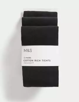 3 пары хлопковых школьных колготок Marks & Spencer, черный