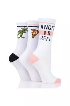 3 пары хлопковых спортивных носков с надписью SOCKSHOP Wild Feet, белый