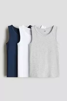 3 пары хлопковых топов на бретелях H&M, синий