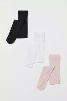 Комплект колготок H&M, 3 предмета, светло-розовый/белый/черный