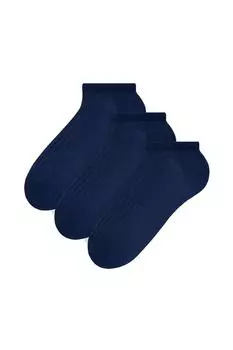3 пары низких спортивных носков до щиколотки из 100% хлопка Steven, синий