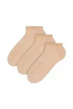 3 пары низких спортивных носков до щиколотки из 100% хлопка Steven, бежевый