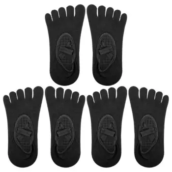 3 пары носков для йоги. Носки с пятью пальцами. Балетные носки с ручками для женщин. Светло-фиолетовые. Unique Bargains, черный