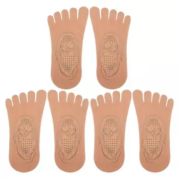 3 пары носков для йоги. Носки с пятью пальцами. Балетные носки с ручками для женщин. Светло-фиолетовые. Unique Bargains, бежевый