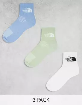 3 пары носков с логотипом белого, синего и зеленого цветов The North Face