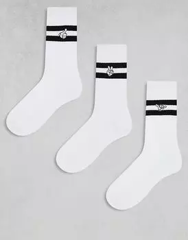 3 пары носков с символами рук белого цвета с черными полосками ASOS DESIGN