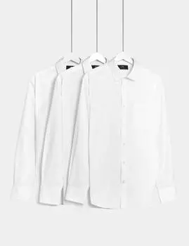 3 пары обычных рубашек с длинным рукавом, легко гладить Marks & Spencer, белый