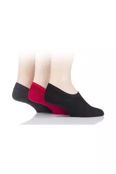 3 пары однотонных бамбуковых вкладышей высокого кроя SOCKSHOP, красный