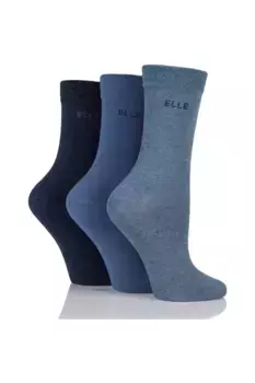 3 пары однотонных, полосатых и узорчатых хлопчатобумажных носков со связанными пальцами ELLE, синий