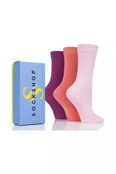 3 пары ярких бамбуковых носков в подарочной упаковке SOCKSHOP, розовый
