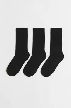 3 пары ребристых носков H&M, черный
