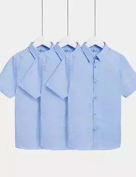 3 пары школьных рубашек Easy Iron для мальчиков (2–16 лет) Marks & Spencer, синий