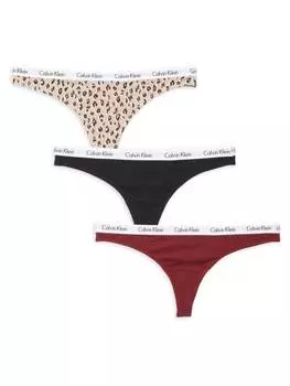 3 пары стрингов с логотипом Calvin Klein, чёрный