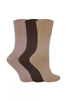 3 пары свободных неэластичных бамбуковых носков с широким верхом и защитой от запаха Sock Snob, коричневый