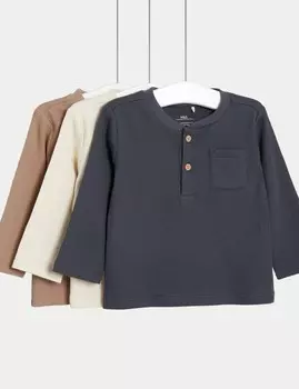 3 пары топов из чистого хлопка Marks & Spencer, коричневый
