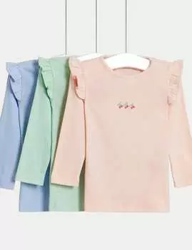 3 пары топов из чистого хлопка Marks & Spencer, разноцветный